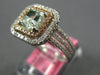 LARGE GIA 1.57CT WHITE PINK & GREEN DIAMOND 18K WHITE & ROSE GOLD 3D SQUARE RING