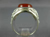 ESTATE EXTRA LARGE 925 STERLING SILVER AAA RED AGATE FILIGREE MENS RING #26550
