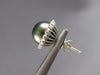 .54CT DIAMOND & AAA TAHITIAN PEARL 14KT WHITE GOLD 3D HALO FLOWER STUD EARRINGS