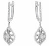 ESTATE .33CT DIAMOND 14KT WHITE GOLD 3D FLOWER TEAR DROP HANGING EARRINGS
