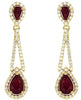 LARGE 2.66CT DIAMOND & AAA RUBY 14KT YELLOW GOLD 3D PEAR SHAPE HANGING EARRINGS