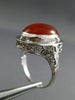 ANTIQUE 14KT WHITE GOLD HANDCRAFTED ORANGE BROWN AGATE OPEN FILIGREE RING #25394
