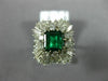 ESTATE LARGE 5.0CT DIAMOND & AAA EMERALD PLATINUM 3D CLASSIC HALO BALLERINA RING