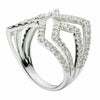 ESTATE WIDE 1.38CT ROUND DIAMOND 18K WHITE GOLD 3D CLASSIC V SHAPE FUN LOVE RING