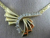 ANTIQUE .55CT DIAMOND 14KT WHITE & YELLOW GOLD 3D BOW FLAT SWIRL NECKLACE 1#7227