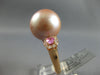 EXTRA LARGE .58CT DIAMOND & PINK SAPPHIRE & SOUTH SEA PEARL 18KT ROSE GOLD RING