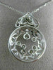 ANTIQUE LARGE .45CT DIAMOND 14KT WHITE GOLD 3D FILIGREE FLOATING PENDANT #20363