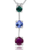 .86CT MULTI GEMS 14KT WHITE GOLD 3D PAST PRESENT FUTURE JOURNEY FLOATING PENDANT