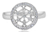 ESTATE .17CT DIAMOND 14KT WHITE GOLD 3D ROUND SNOWFLAKE FILIGREE FLORAL FUN RING