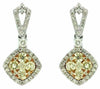 ESTATE 1.33CT WHITE & FANCY YELLOW DIAMOND 14K TWO TONE GOLD 3D HANGING EARRINGS