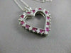 ESTATE .75CTW DIAMOND RUBY 14KT WHITE GOLD OPEN HEART PENDANT + CHAIN G VS #9994