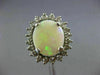 ANTIQUE LARGE 3.66CT OLD MINE DIAMOND & AAA OPAL 14KT WHITE GOLD OVAL HALO RING
