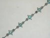 3.82CT DIAMOND & AAA AQUAMARINE 14KT WHITE GOLD PRINCESS & ROUND TENNIS BRACELET