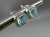 ESTATE 2.18CT DIAMOND & AAA BLUE TOPAZ 14KT WHITE GOLD SQUARE HALO STUD EARRINGS
