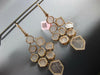 ESTATE 2.25CT DIAMOND & PINK QUARTZ 14K ROSE GOLD MULTI HEXAGON HANGING EARRINGS
