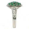 WIDE 1.57CT DIAMOND & AAA EMERALD 18KT WHITE GOLD 3D ROUND CLUSTER CIRCULAR RING