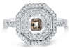 .66CT DIAMOND & AAA SMOKY TOPAZ 14KT WHITE GOLD EMERALD CUT & ROUND OCTAGON RING