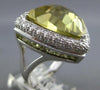LARGE 15.95CT DIAMOND & LEMON QUARTZ 14K WHITE GOLD 3D TRILLION & ROUND FUN RING