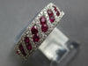 ESTATE .98CT DIAMOND & AAA RUBY 18KT WHITE GOLD 3D DOUBLE ROW DIAGONAL FUN RING