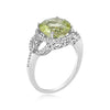 LARGE 3.84CT DIAMOND & AAA LEMON QUARTZ 14KT WHITE GOLD HALO LOVE KNOT FUN RING