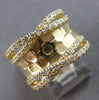 ESTATE LARGE .99CT DIAMOND 14KT YELLOW GOLD CRISS CROSS HAMMERED DESIGN FUN RING
