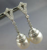 LARGE .90CT DIAMOND & AAA SOUTH SEA PEARL 18K WHITE GOLD 3D CHANDELIER EARRINGS