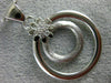 LARGE .19CT DIAMOND 18K WHITE GOLD 3D DOUBLE CIRCLE MATTE & SHINY FLOWER PENDANT