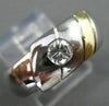 ESTATE .30CT DIAMOND SOLITAIRE 14KT WHITE & YELLOW GOLD MENS GYPSY RING #5445