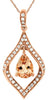 .87CT DIAMOND & AAA MORGANITE 14KT ROSE GOLD 3D PEAR SHAPE & ROUND LEAF PENDANT