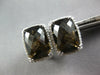 LARGE 10.76CT DIAMOND & AAA SMOKY TOPAZ 14KT WHITE GOLD CLIP ON HANGING EARRINGS