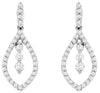 ESTATE .33CT DIAMOND 14KT WHITE GOLD 3D 3 STONE TEAR DROP FUN HANGING EARRINGS