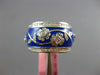 WIDE 1.23CT DIAMOND & BLUE ENAMEL 18KT WHITE GOLD MULTI FLOWER ETERNITY FUN RING