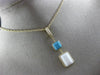 ESTATE .10CT DIAMOND TURQUOISE & WHITE QUARTZ 14KT YELLOW GOLD FLOATING PENDANT