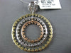 LARGE 2.80CT DIAMOND 14KT TRI COLOR GOLD 3D MULTI CIRCULAR FLOWER LOVE PENDANT