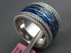 WIDE .45CT DIAMOND & BLUE ENAMEL 18KT WHITE GOLD ETERNITY COMFORT FIT FUN RING