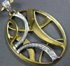 ESTATE LARGE .32CT DIAMOND 18KT WHITE & YELLOW GOLD OVAL CRISS CROSS FUN PENDANT