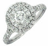 ESTATE .98CT DIAMOND 14KT WHITE GOLD 3D ROUND HALO SEMI ETERNITY ENGAGEMENT RING