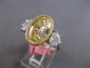 EXTRA LARGE 4.55CT WHITE & FANCY YELLOW DIAMOND 18K 2 TONE GOLD ENGAGEMENT RING