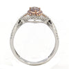 .59CT WHITE & PINK DIAMOND 18K WHITE & ROSE GOLD 3D HEART SHAPE ENGAGEMENT RING