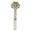 .59CT WHITE PINK & FANCY YELLOW DIAMOND 18KT TRI COLOR GOLD HALO ENGAGEMENT RING