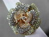 ESTATE EXTRA LARGE 1.62CT MULTI COLOR DIAMOND 18KT ROSE GOLD 3D FLOWER LOVE RING