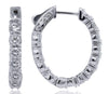 ESTATE 3CT DIAMOND 14KT WHITE GOLD CLASSIC INSIDE OUT OVAL HOOP HANGING EARRINGS