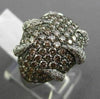 ESTATE LARGE 3.50CT WHITE & CHOCOLATE FANCY DIAMOND 14K WHITE GOLD 3D FLAME RING