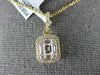 .49CT DIAMOND 18KT YELLOW GOLD 3D ROUND & BAGUETTE CLUSTER SQUARE HALO PENDANT