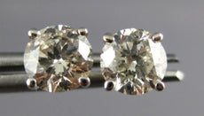 ESTATE 1.45CT DIAMOND 14K WHITE GOLD CLASSIC ROUND 4 PRONG MARTINI STUD EARRINGS