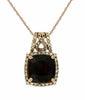 2.58CT DIAMOND & AAA RHODOLITE 14KT ROSE GOLD 3D CUSHION HALO FILIGREE PENDANT