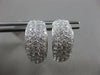ESTATE WIDE & LARGE 2.98CT DIAMOND 18K WHITE GOLD MULTI ROW HUGGIE HOOP EARRINGS