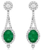 2.83CT DIAMOND & AAA EMERALD 14KT WHITE GOLD OVAL & ROUND DOUBLE FLOWER EARRINGS