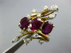 3.92CT DIAMOND & AAA RUBY 14KT 2 TONE GOLD MULTI SHAPE 3 STONE LEAF RING #26976