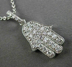 ESTATE .70CT DIAMOND 14KT WHITE GOLD CHAMSA HAND OF GOD FLOATING PENDANT #24469